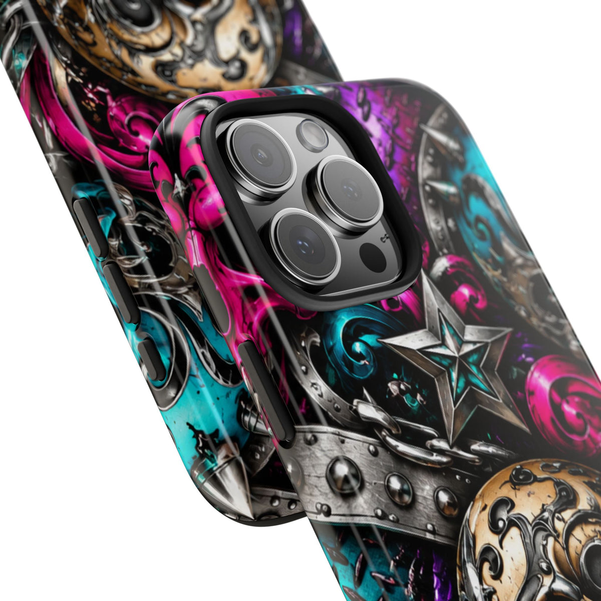 Skull & Stars Tough Phone Case | Colorful Gothic Skull Phone Case