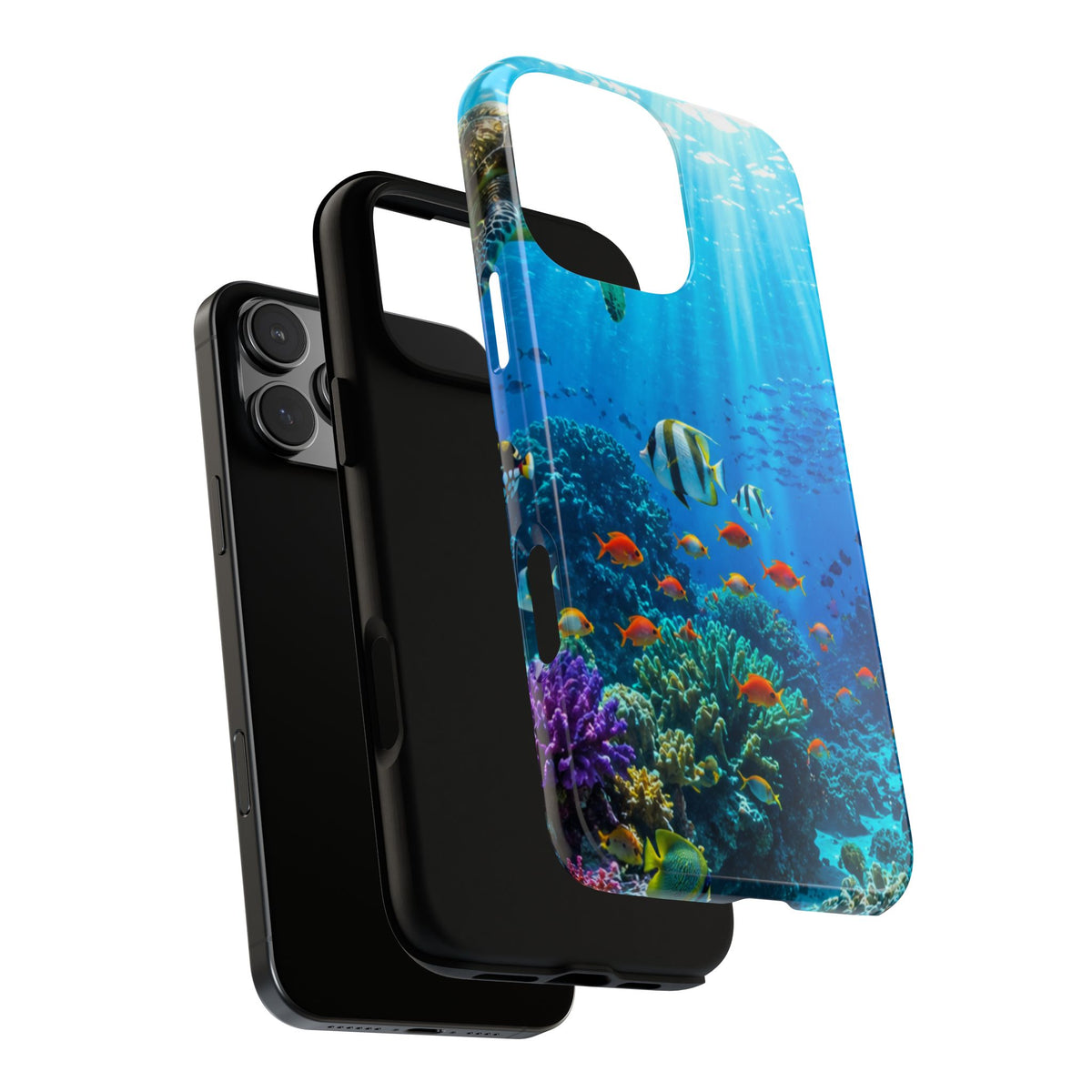 Underwater Ocean Life Tough Phone Case — Coral Reef & Sea Turtle Protective Cover