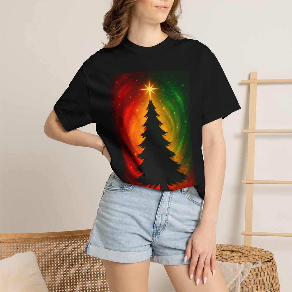 Christmas Tree Star T-Shirt — Rasta Swirl Holiday Tee