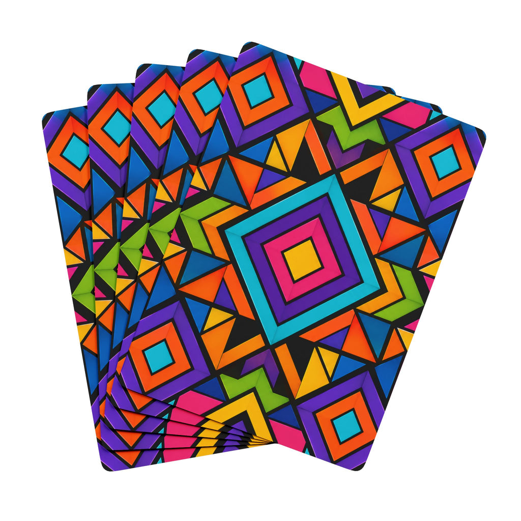 Vibrant Geometric Poker Playing Cards — Colorful Casino Deck
