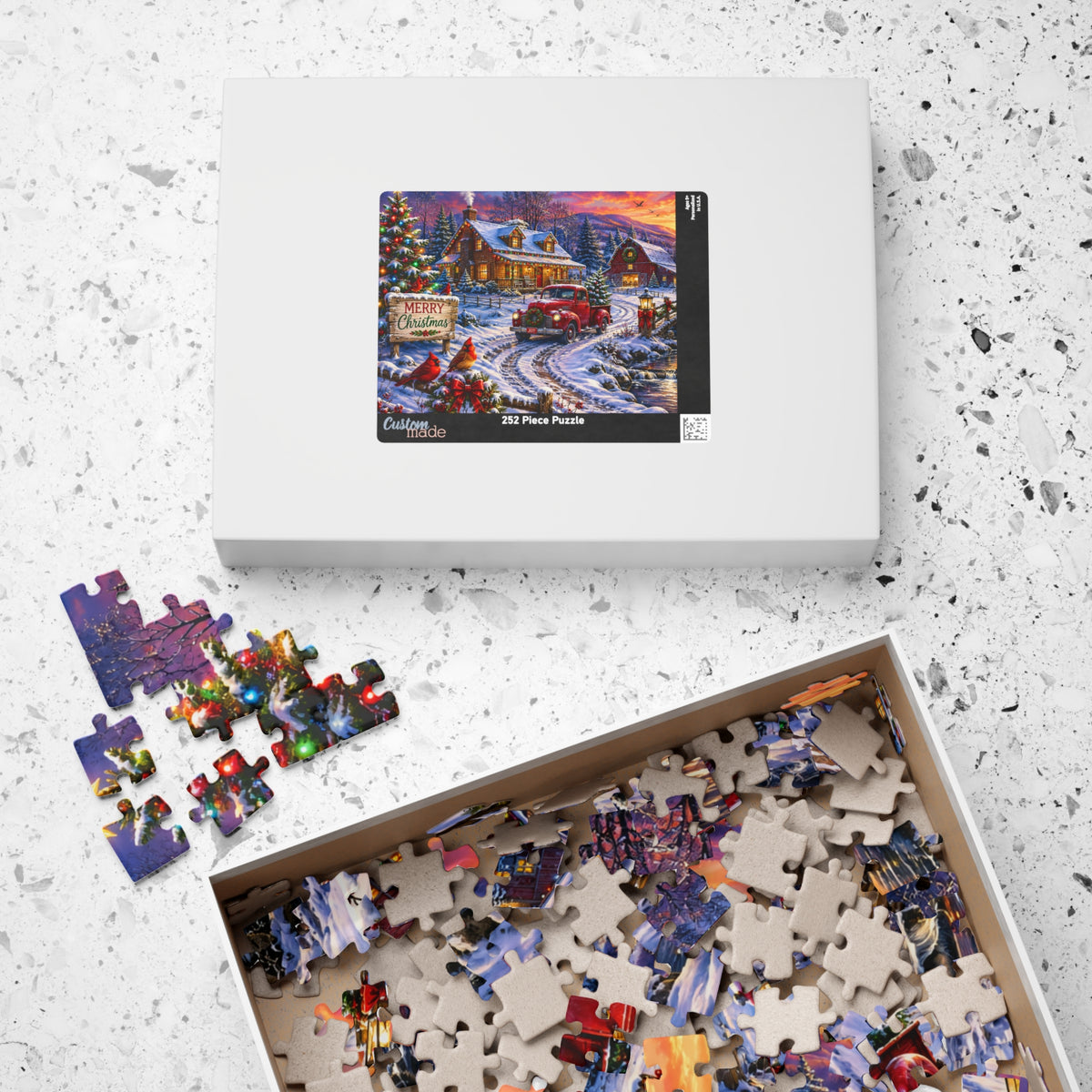 Christmas Cabin Snow Scene Puzzle — Festive Holiday Jigsaw (110/252/520/1014 pcs)