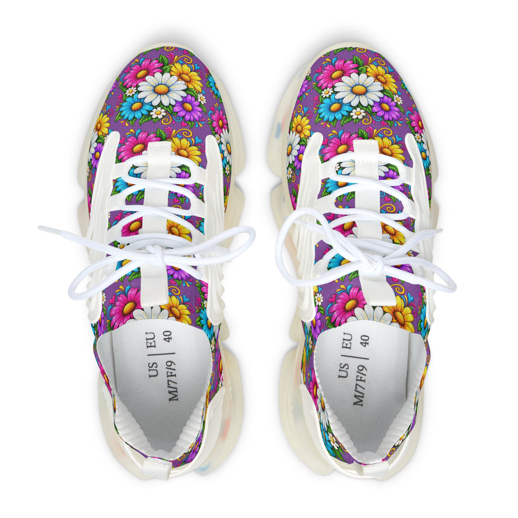Daisy Bloom Mesh Sneakers — Women's Floral Athletic Shoes