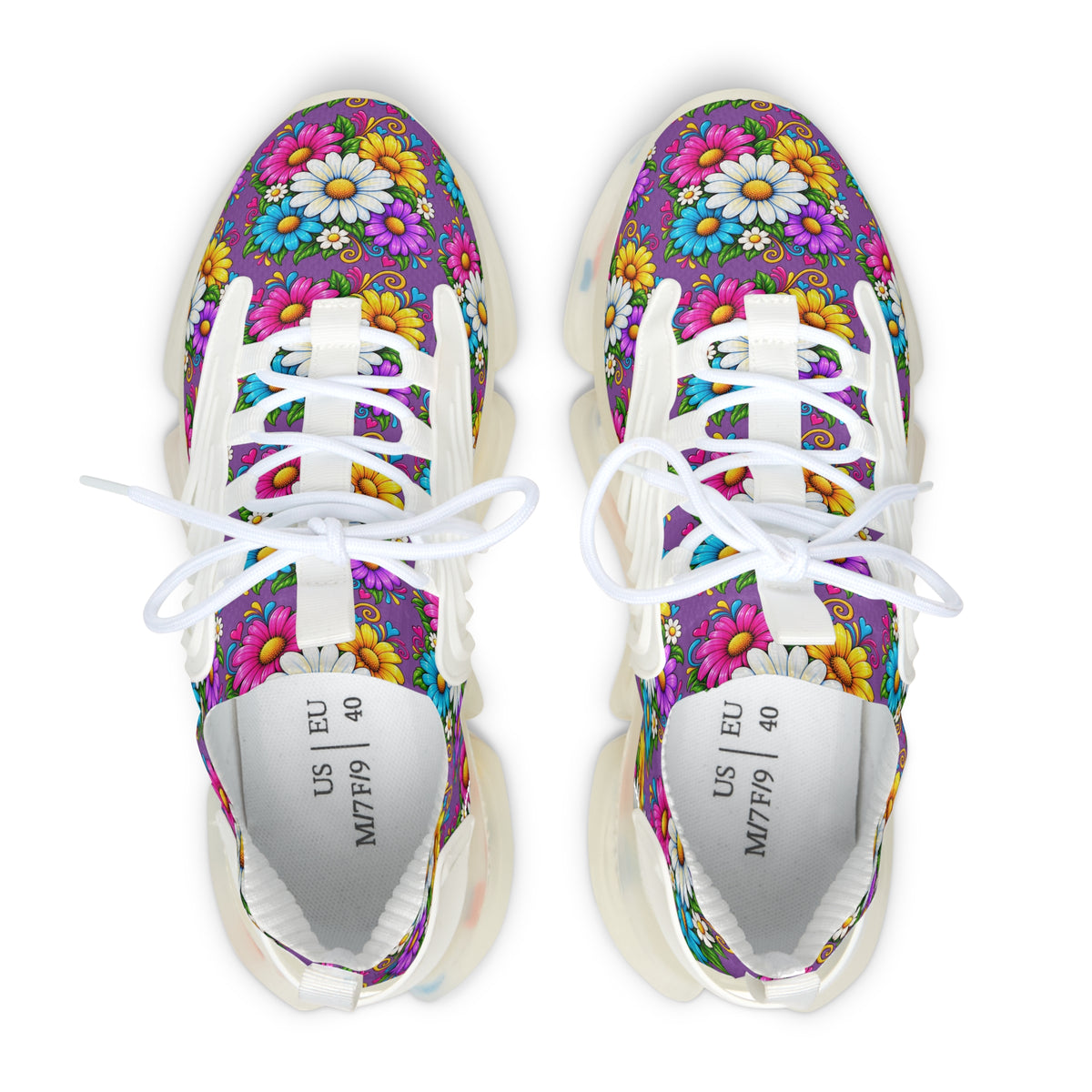 Daisy Bloom Mesh Sneakers — Women's Floral Athletic Shoes