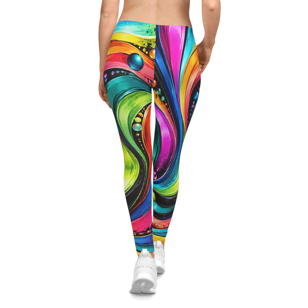 Colorful Swirl Abstract Leggings — Vibrant All-Over Print Women's Leggings