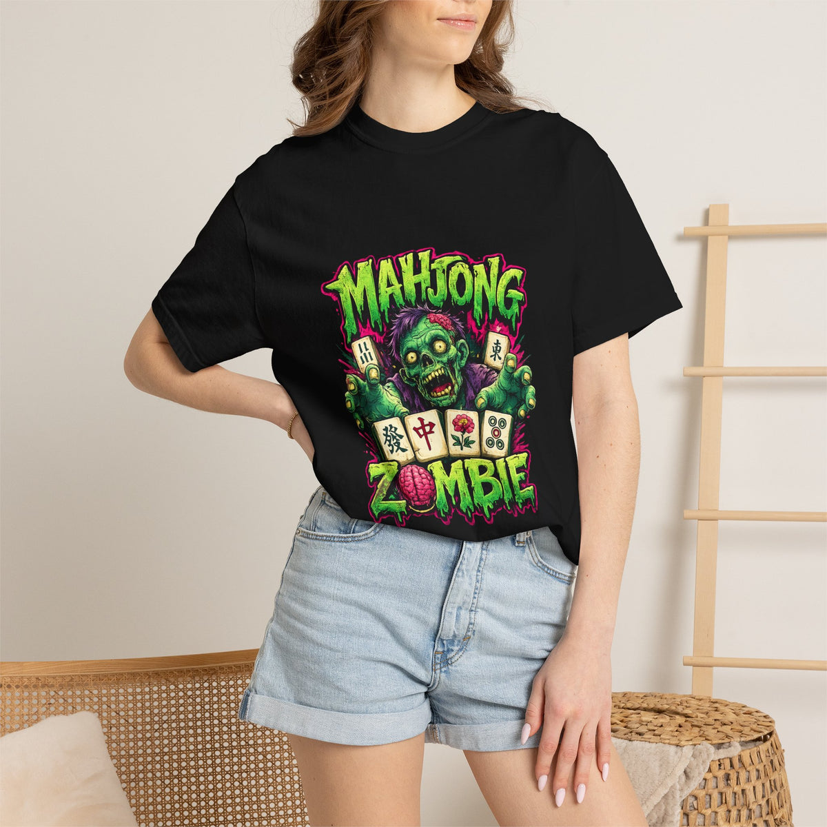 Mahjong Zombie T-shirt | Zombie Mahjong Tiles Graphic Tee