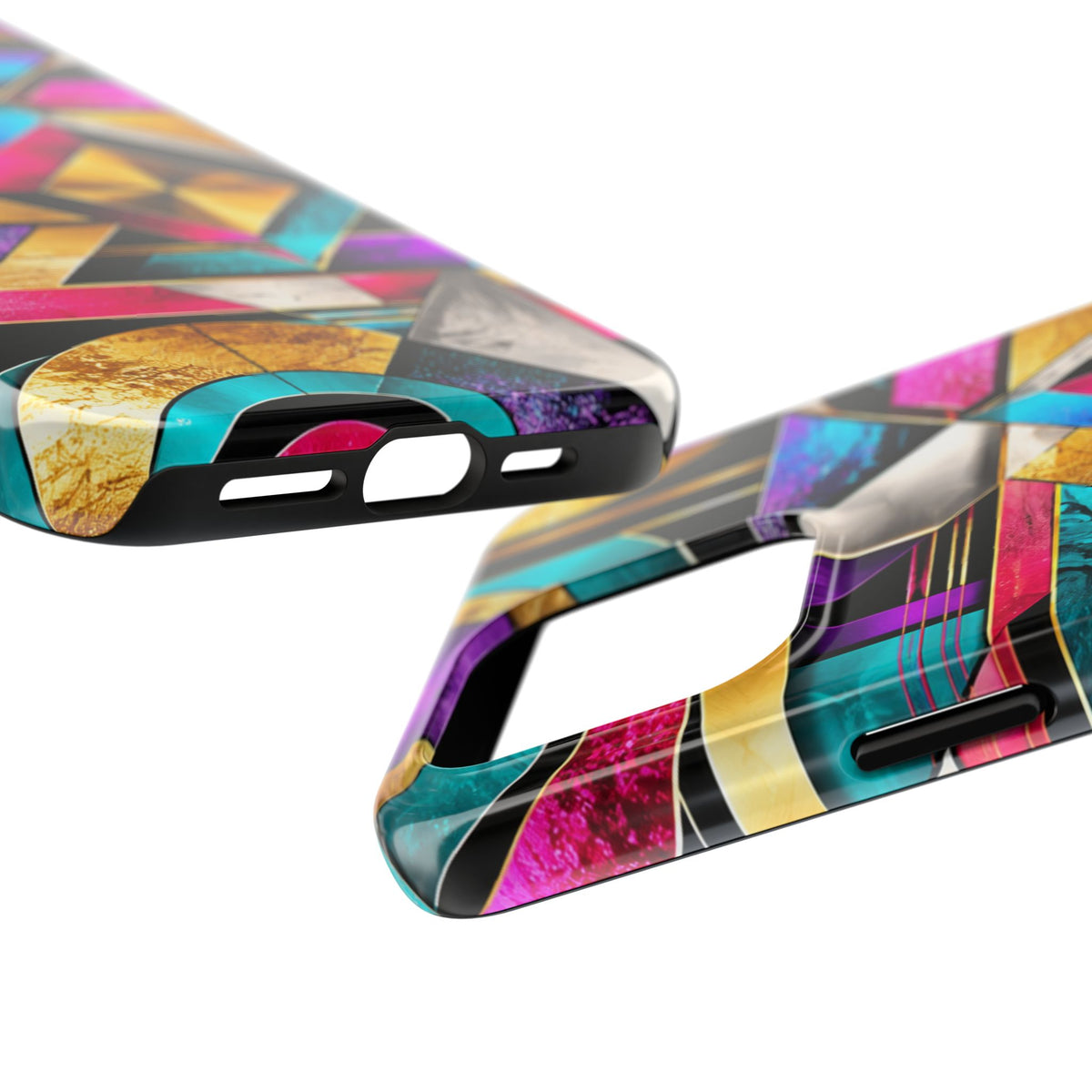 Geometric Art Deco Tough Phone Case — Vibrant Gold, Teal & Magenta Pattern