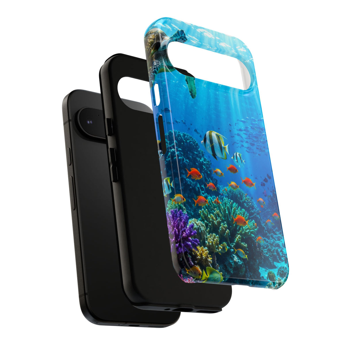 Underwater Ocean Life Tough Phone Case — Coral Reef & Sea Turtle Protective Cover
