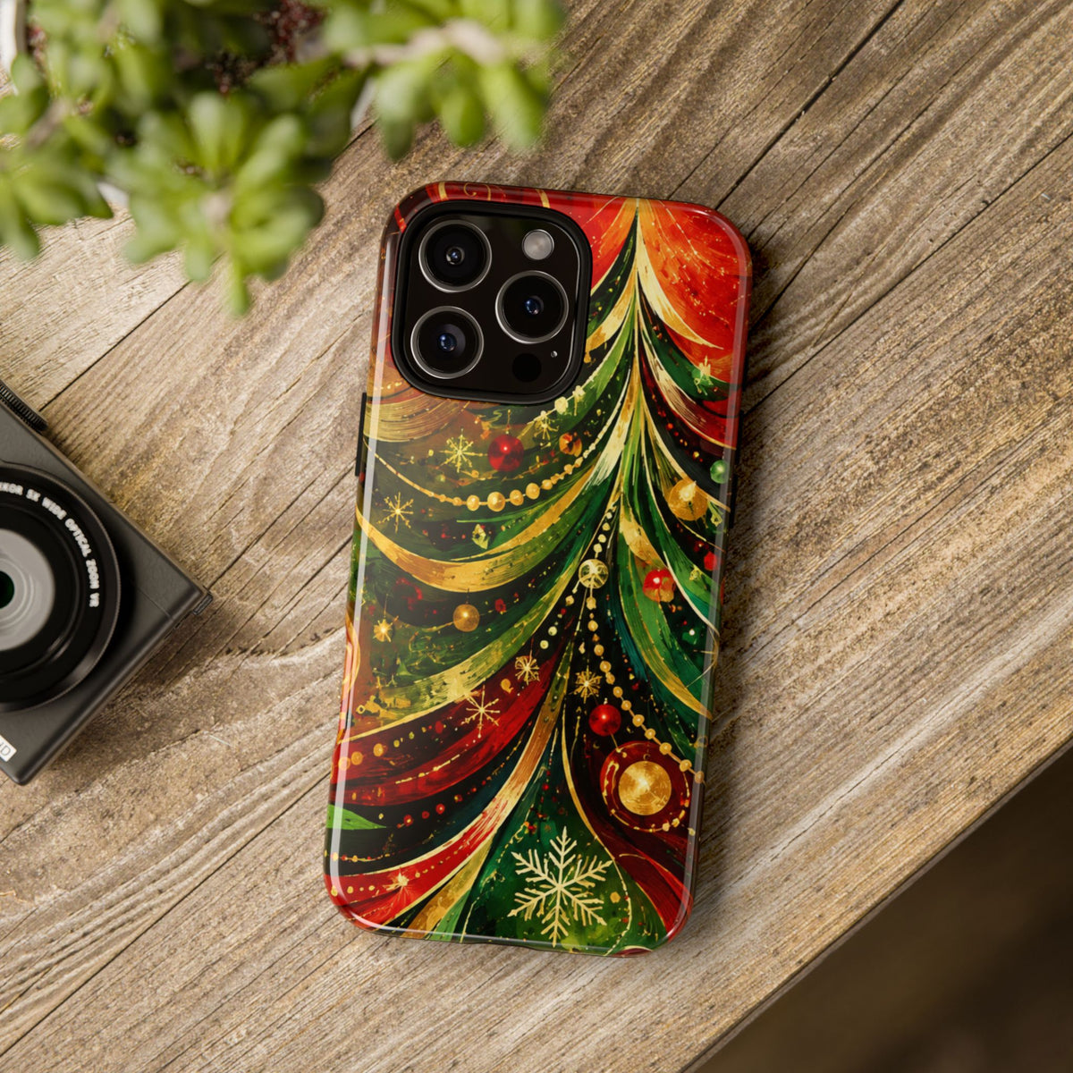 Christmas Tree Tough Phone Case — Festive Red & Green Holiday Phone Cover