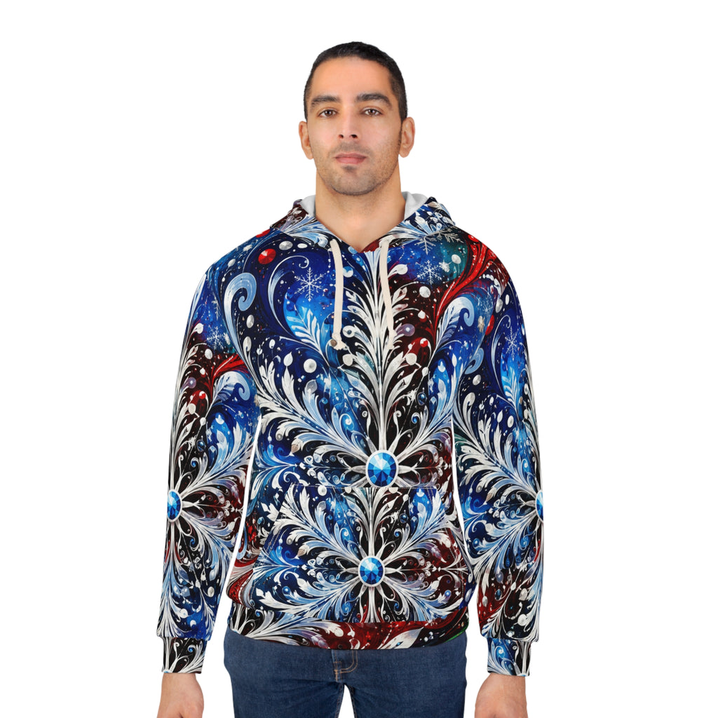 All-Over-Print Hoodie — Patriotic Snowflake Mandala Winter Design