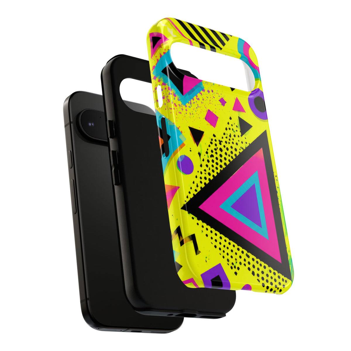 Retro 80s Geometric Phone Case — Neon Memphis Triangle Design