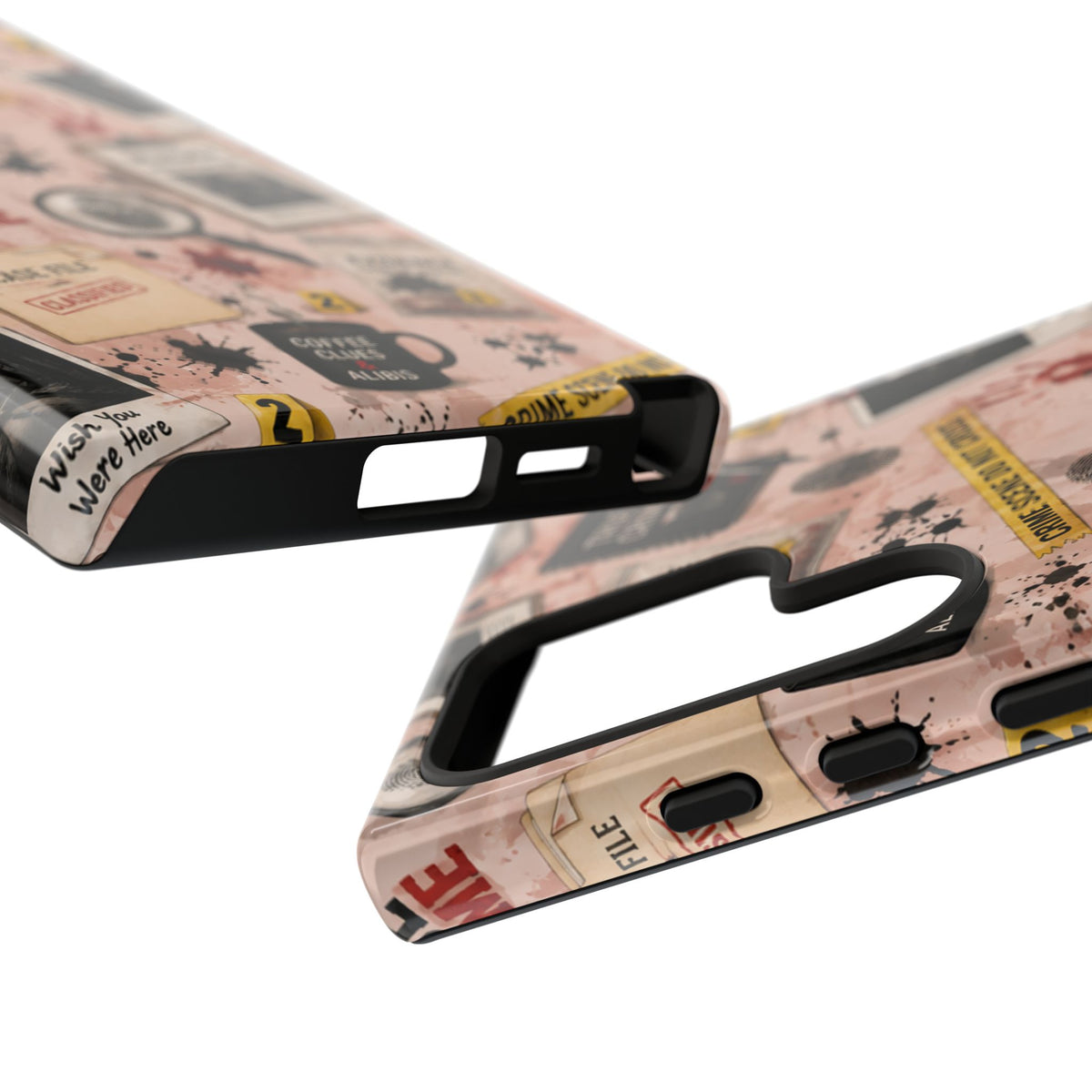 True Crime Pattern Phone Case – Detective Evidence, Crime Scene Tape & 'True Crime' Design