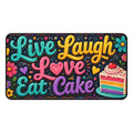 Live Laugh Love Eat Cake Desk Mat | Colorful Cake Mouse Pad