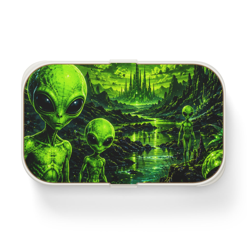 Alien Landscape Bento Box — Green Extraterrestrial Lunchbox