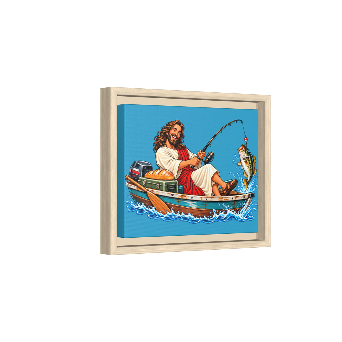 Matte Canvas, Framed (Multi-color) -Jesus Goes Fishing