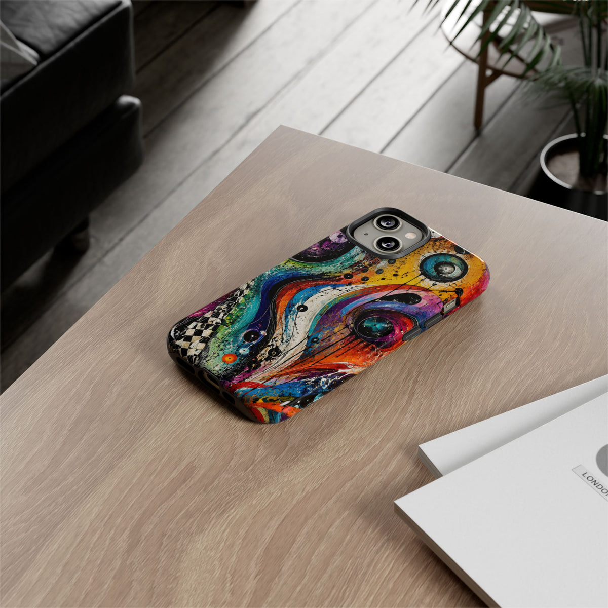 Abstract Cosmic Swirl Phone Case — Colorful Artistic iPhone Tough Case