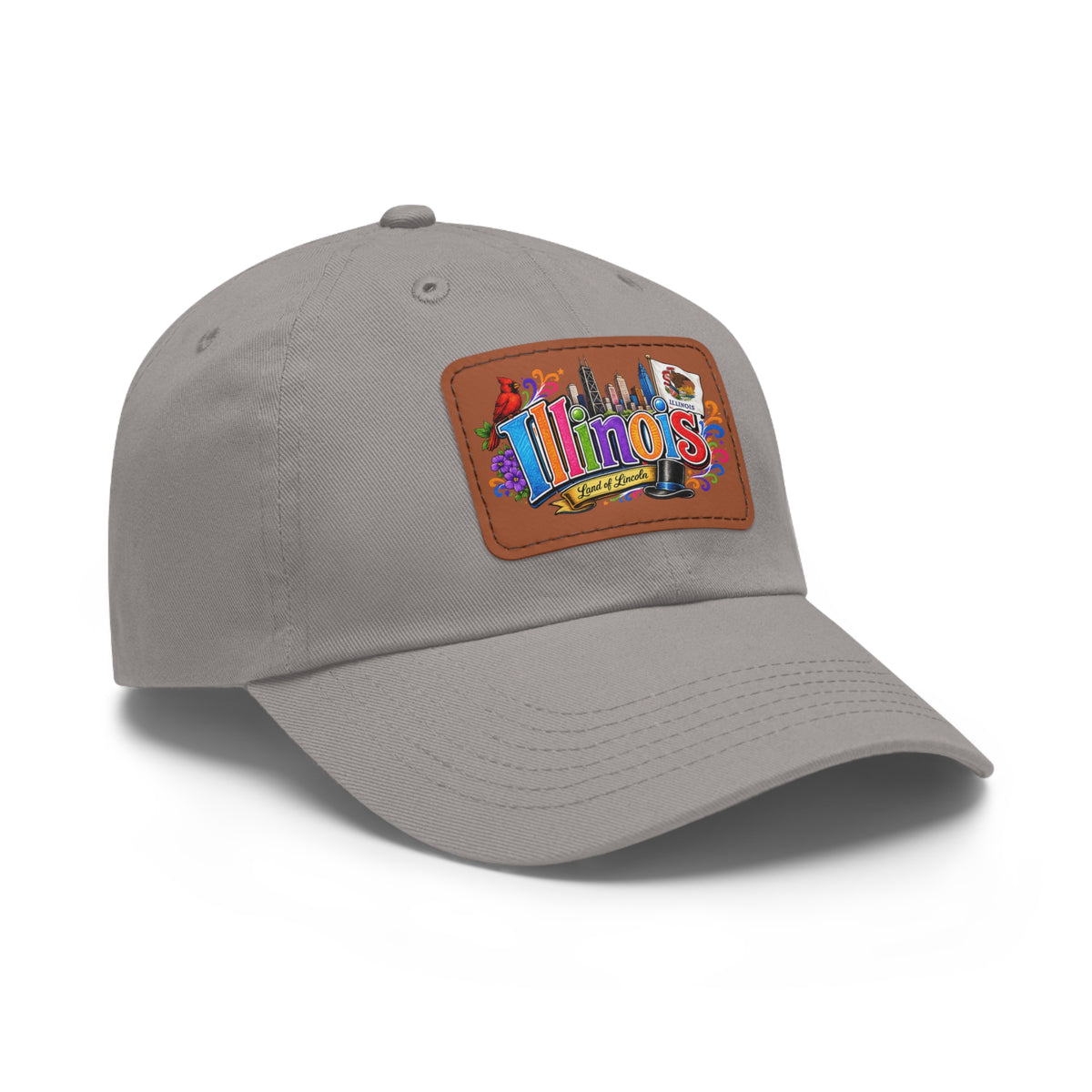 Illinois Patch Dad Hat | Leather Rectangle Patch, State Travel Hat