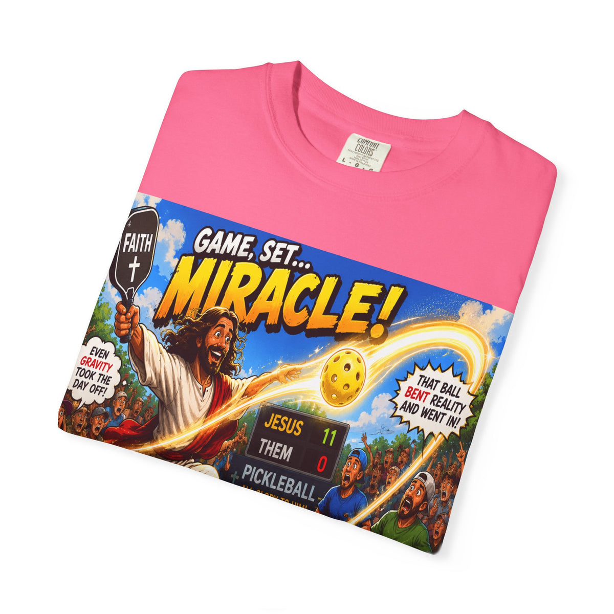 Game, Set, Miracle! Jesus Pickleball Graphic T-Shirt