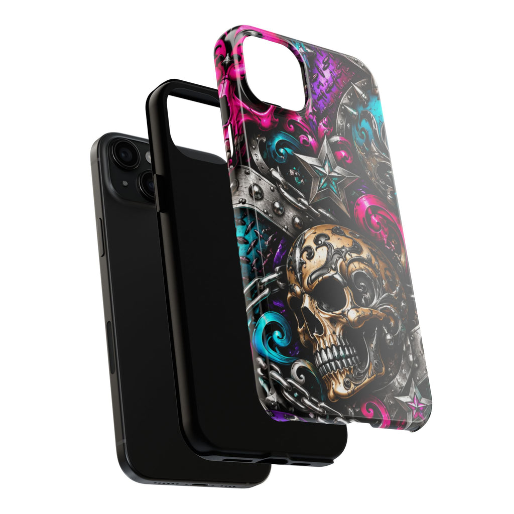 Skull & Stars Tough Phone Case | Colorful Gothic Skull Phone Case