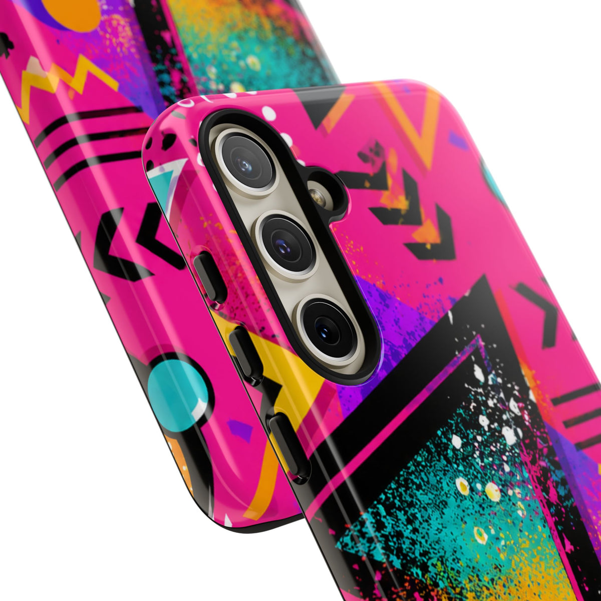 Retro 80s Geometric Phone Case — Neon Triangle Tough Case