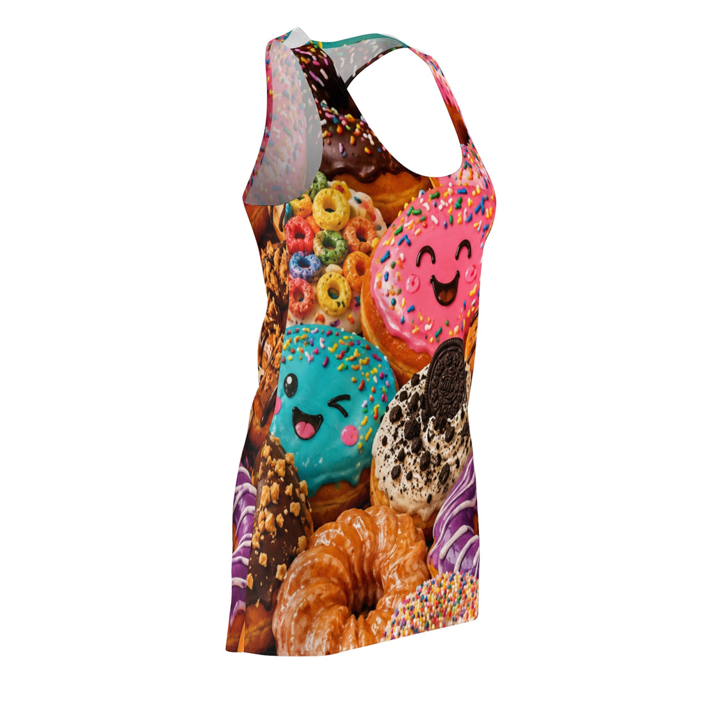 Cute Donut Pattern Racerback Dress | Colorful Donuts All-Over Print