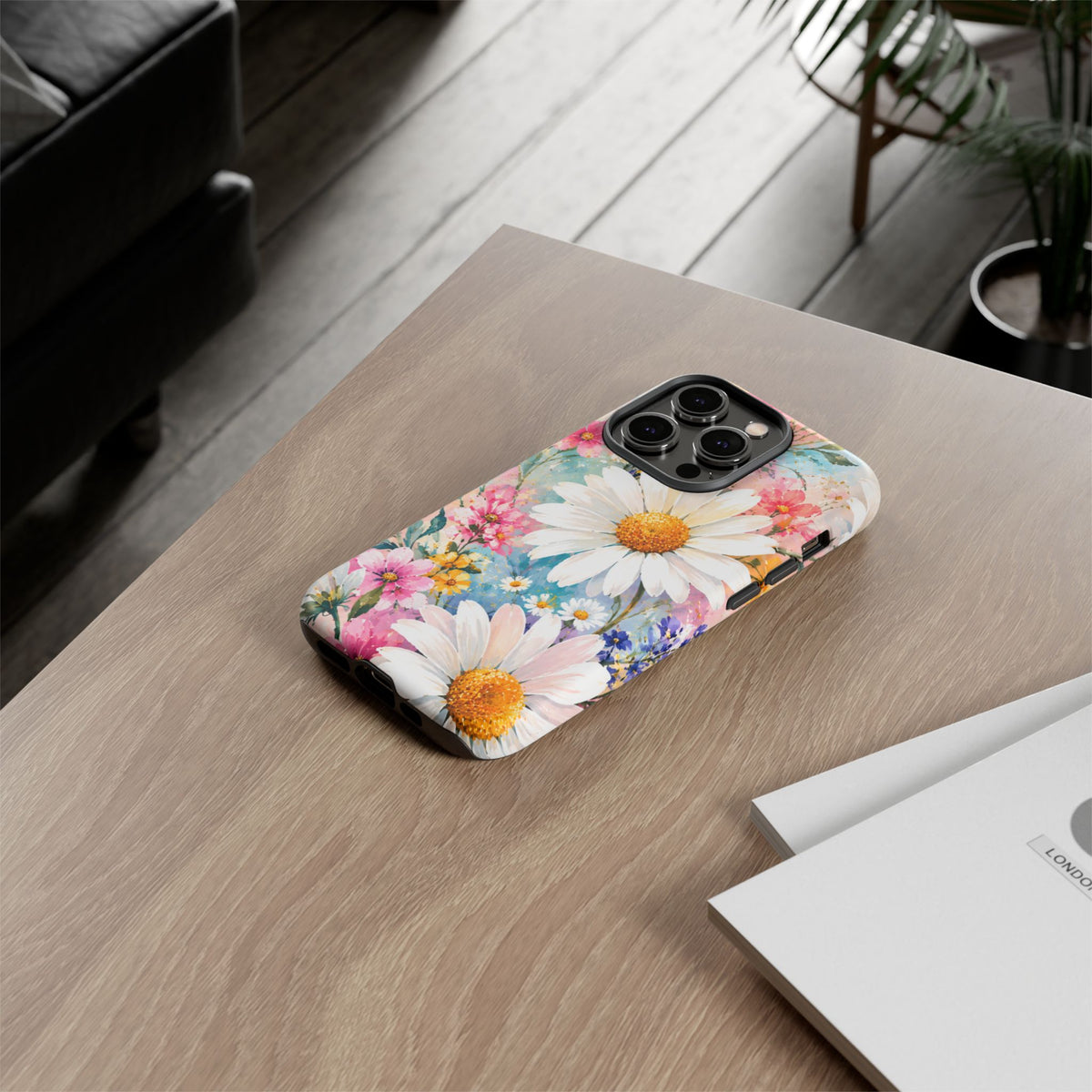 Floral Daisy Phone Case — Watercolor Daisies Protective Tough Case