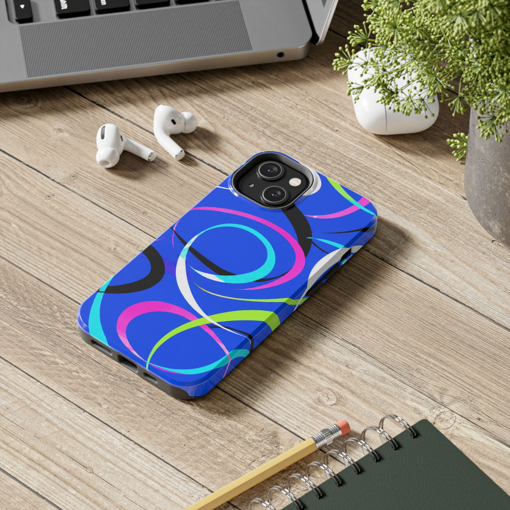 Tough Phone Case — Blue Abstract Swirl Protective Cover