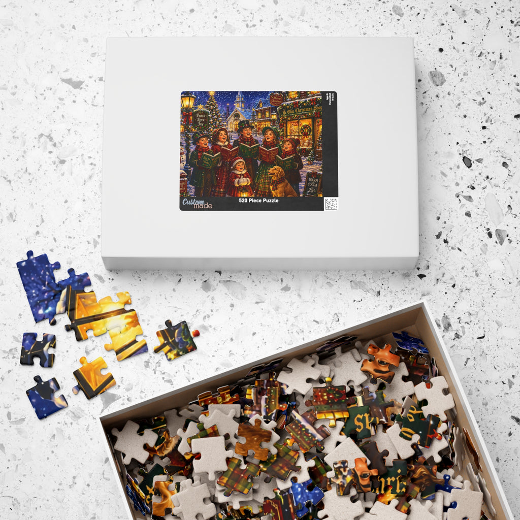 Vintage Christmas Carolers Jigsaw Puzzle – Holiday Village Scene (110–1014 pcs)