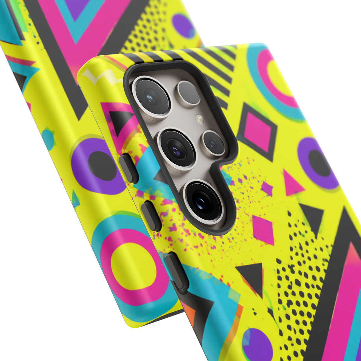Retro 80s Geometric Phone Case — Neon Memphis Triangle Design