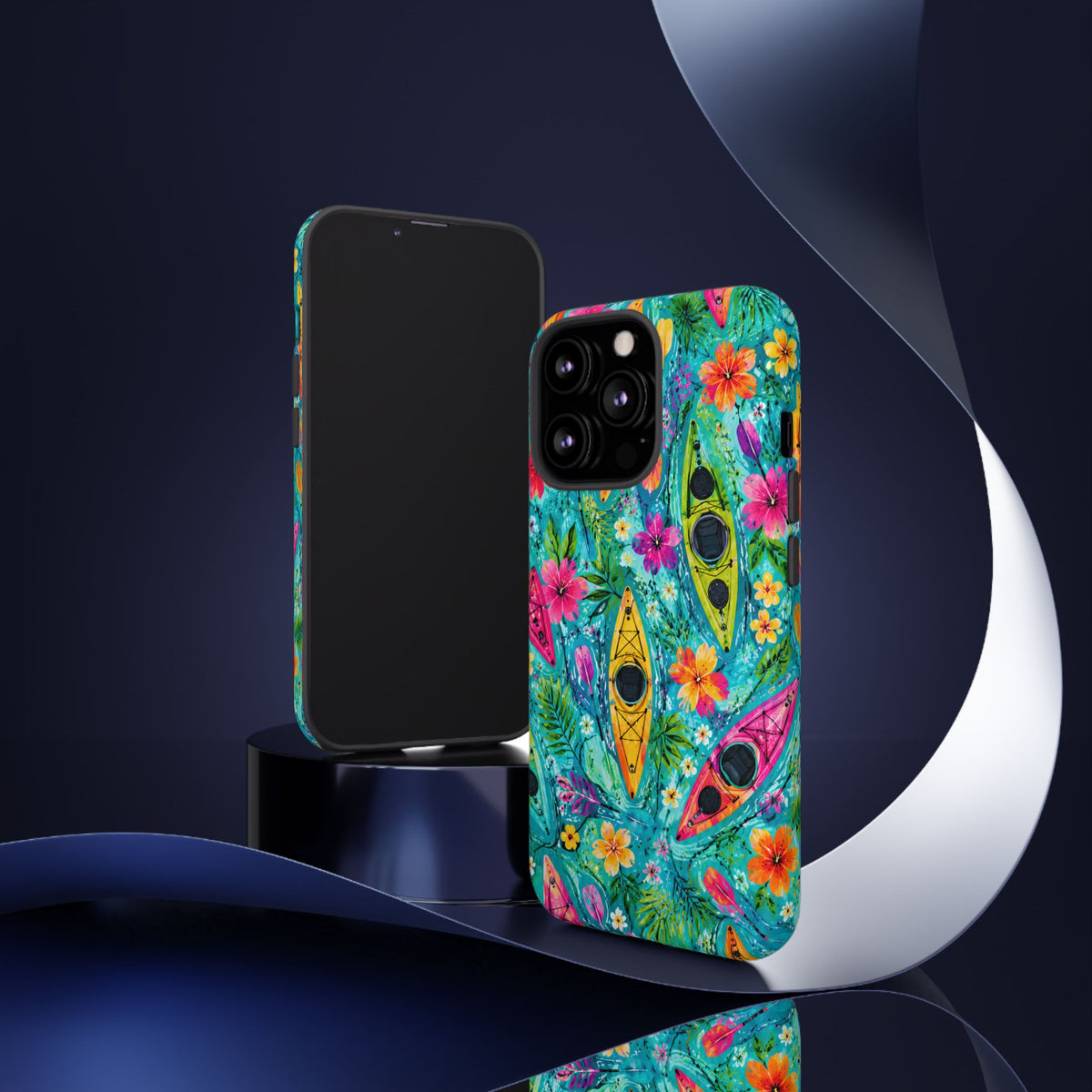Tropical Kayak Phone Case – Colorful Floral Waterproof Pattern