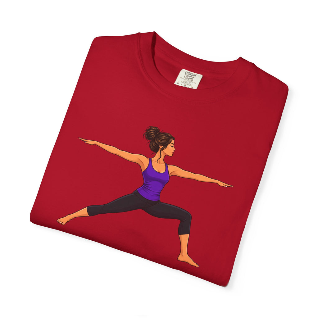 Yoga Warrior Pose T-Shirt | Woman in Virabhadrasana Illustration