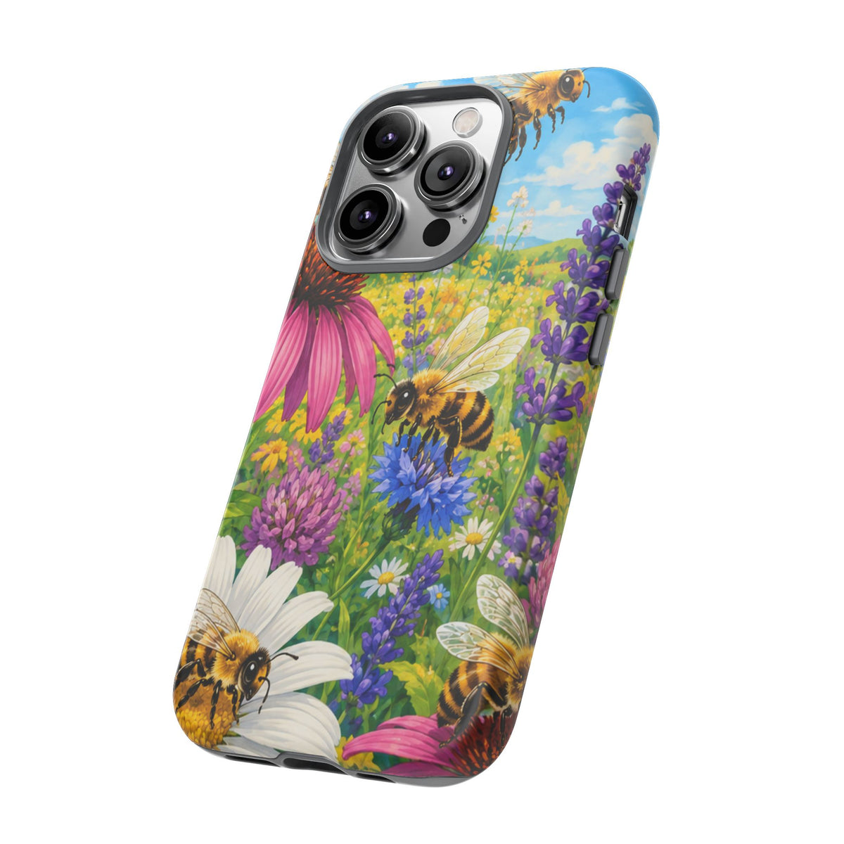 Bee Meadow Phone Case — Floral Honeybee Protective Cover