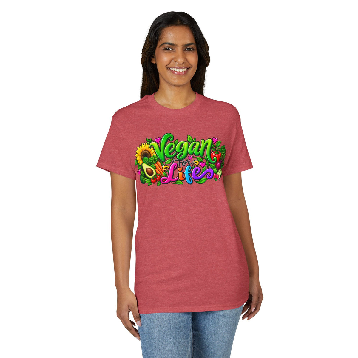 Vegan Life T‑Shirt — Colorful Sunflower & Avocado Plant-Based Pride Tee