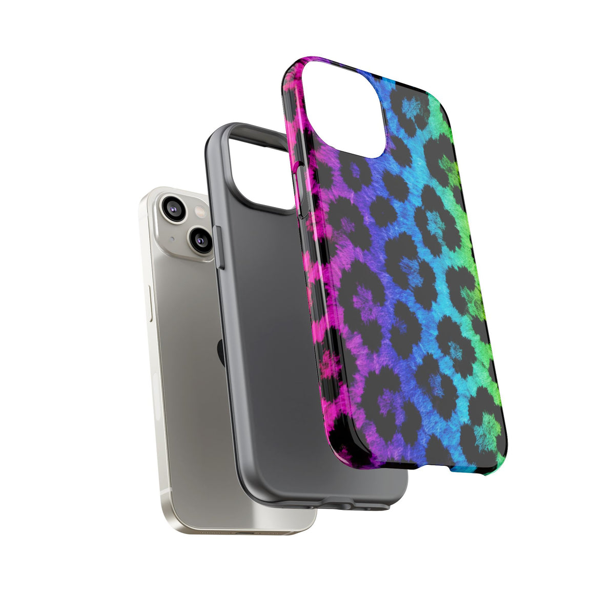 Neon Rainbow Leopard Tough Case – Colorful Animal Print Phone Cover