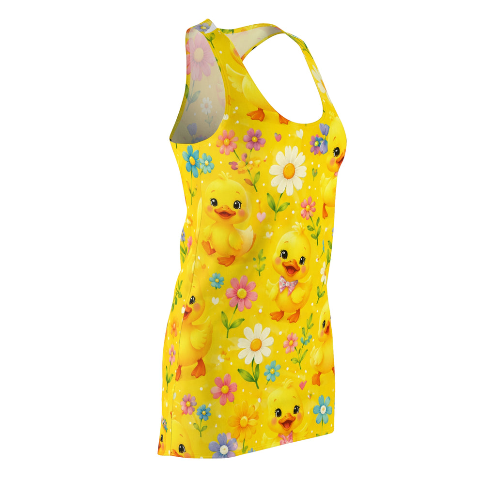 Yellow Duckling Floral Racerback Dress — Cute Spring Easter AOP