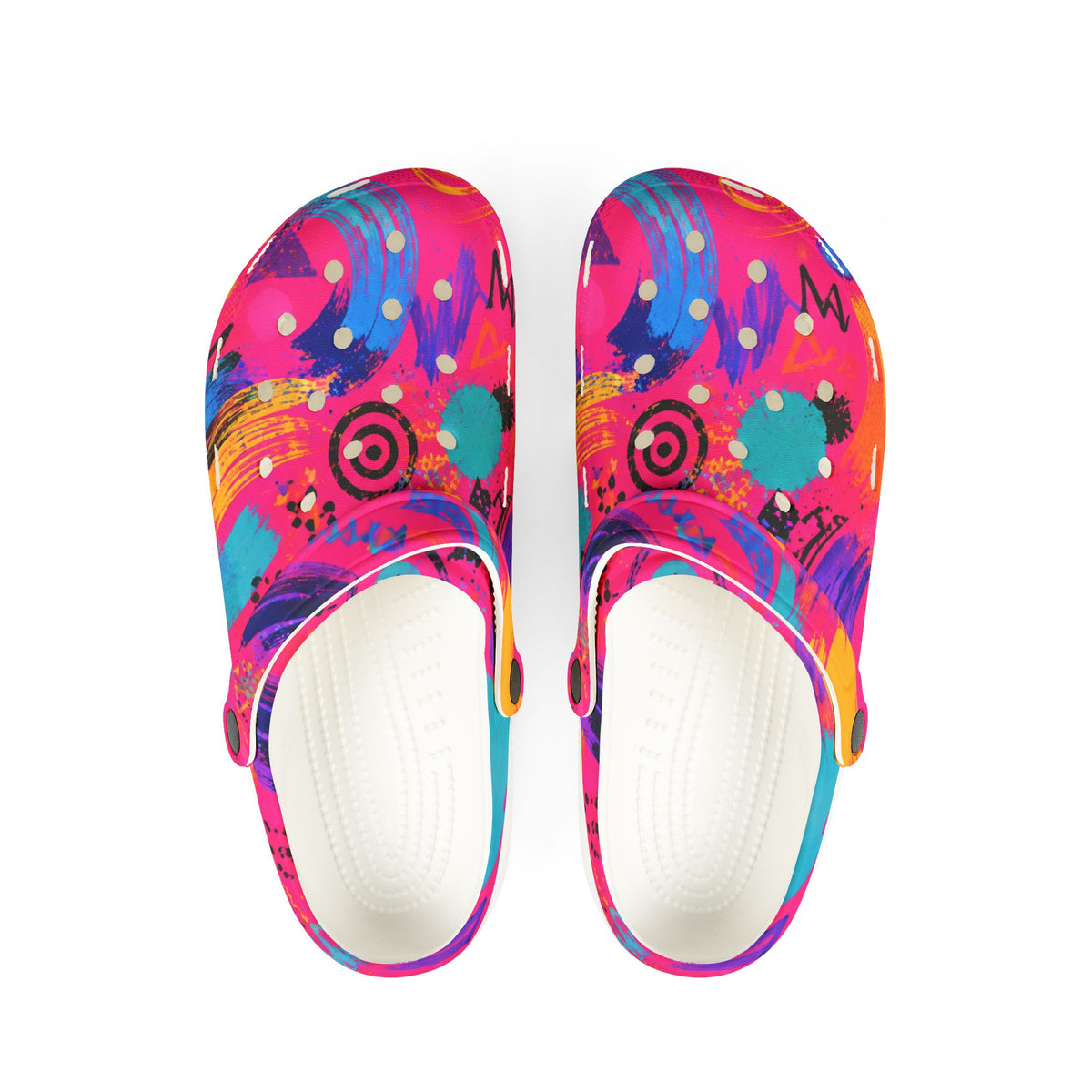 Colorful Abstract EVA Foam Clogs — Vibrant Paint Splash Slip-On Shoes