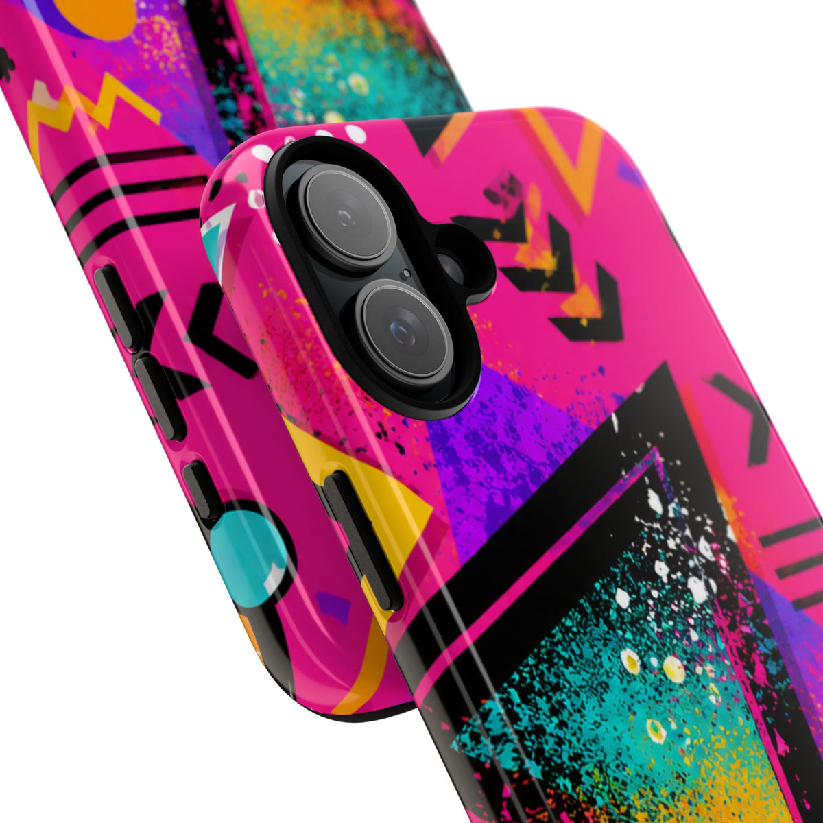 Retro 80s Geometric Phone Case — Neon Triangle Tough Case