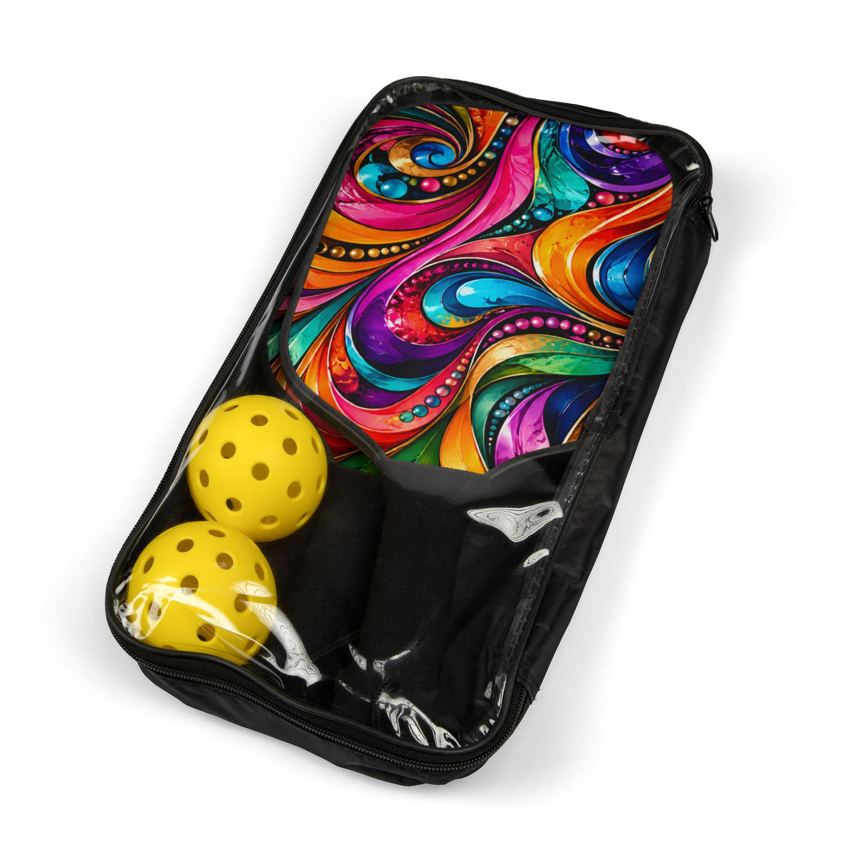 Pickleball Paddle Set — Vibrant Swirl Design Pickleball Kit with Balls