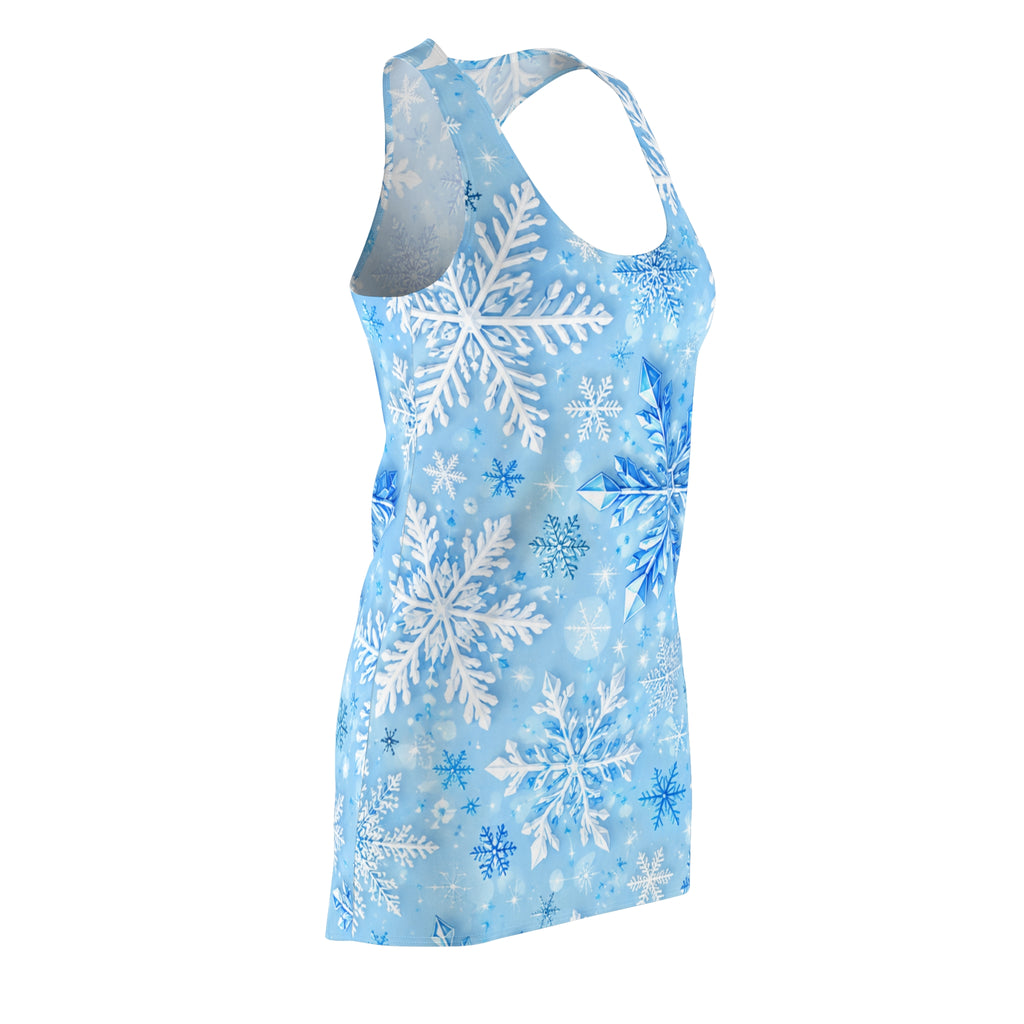 Blue Snowflake Racerback Dress — Winter Holiday AOP