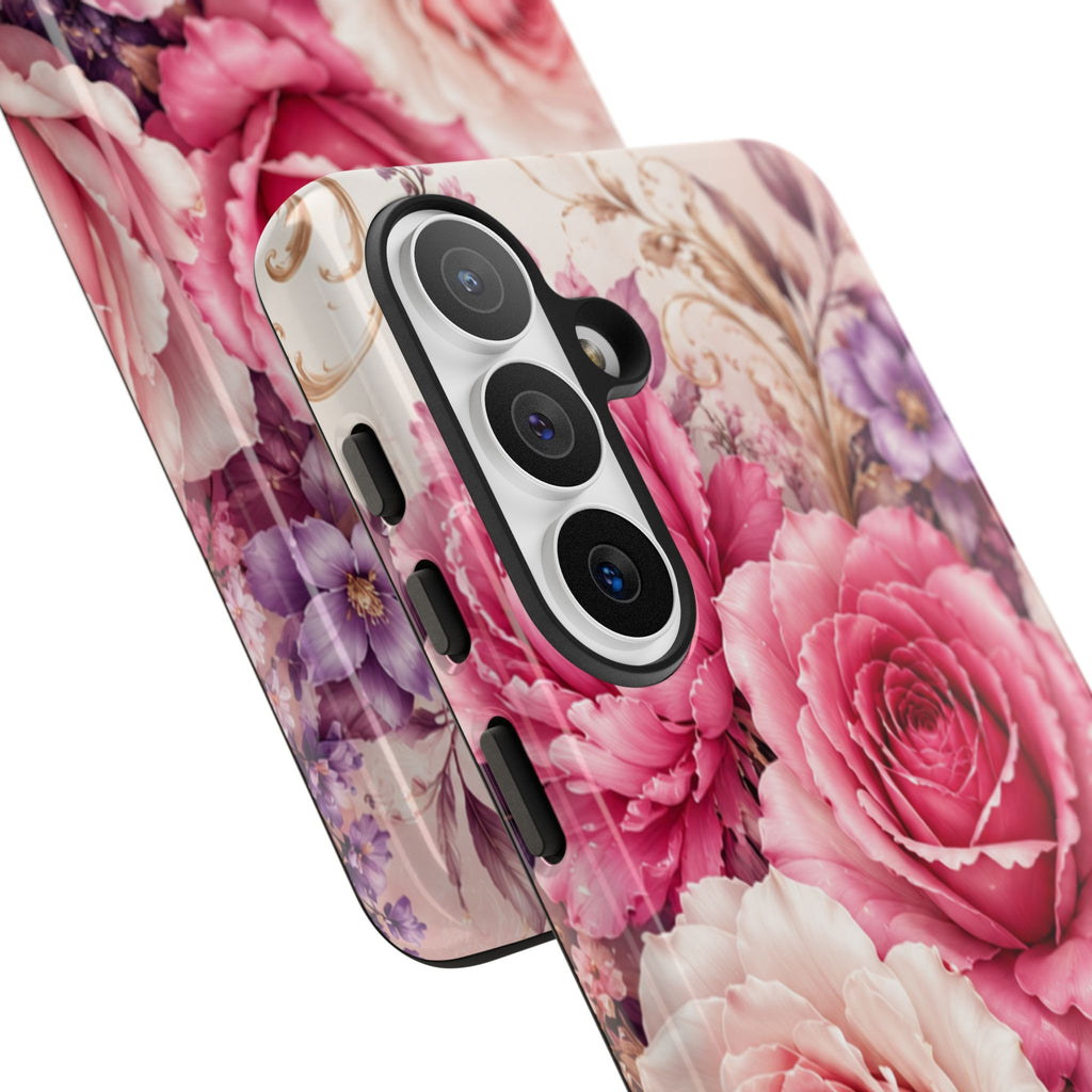 Pink Vintage Roses phone case | floral iPhone cover