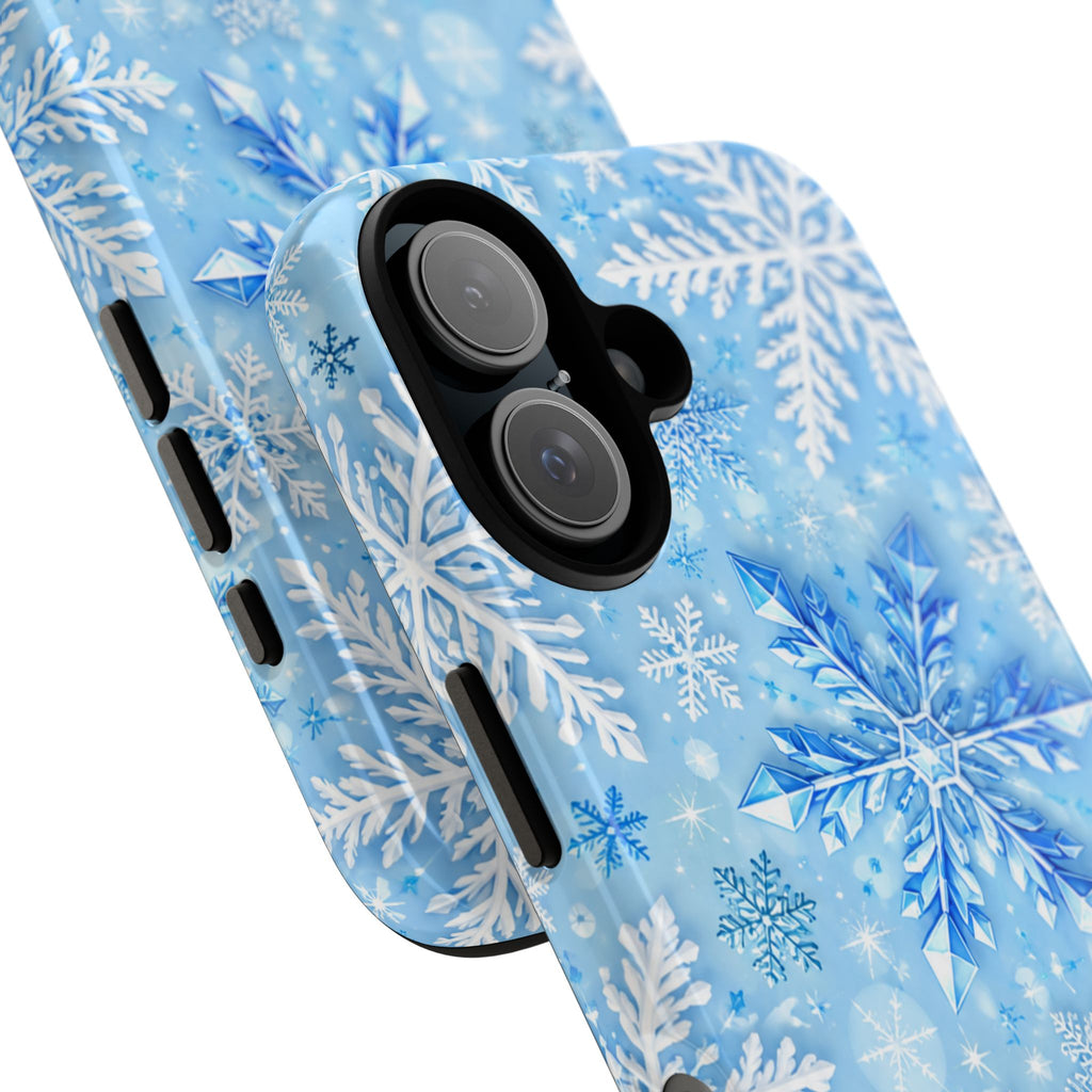 Winter Snowflake Tough Phone Case — Blue Holiday Protective Cover