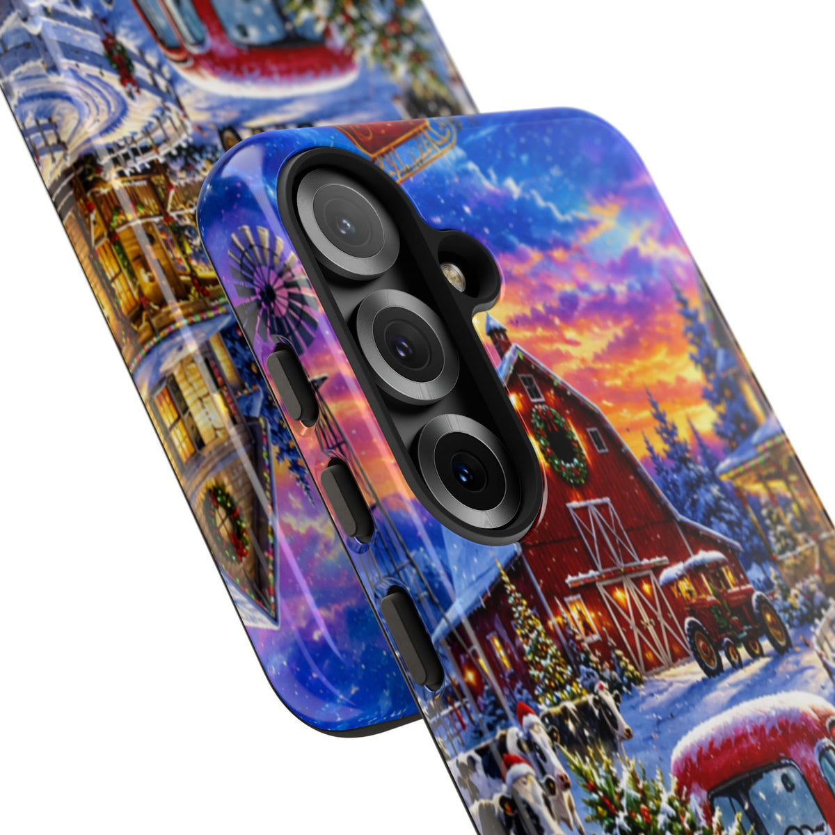 Christmas Farm Phone Case — Vintage Red Truck in Snowy Holiday Scene
