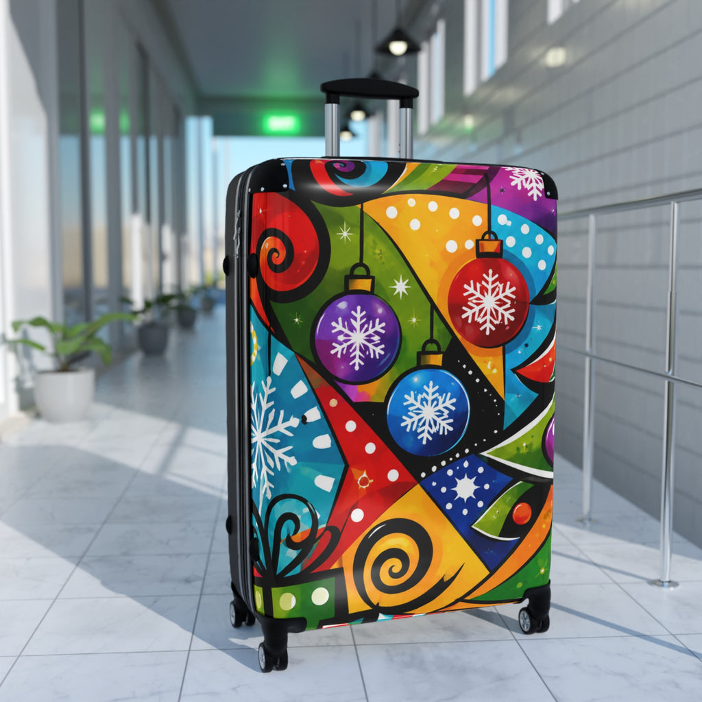 Holiday Ornament Pop Art Suitcase — Colorful Christmas Carry-On