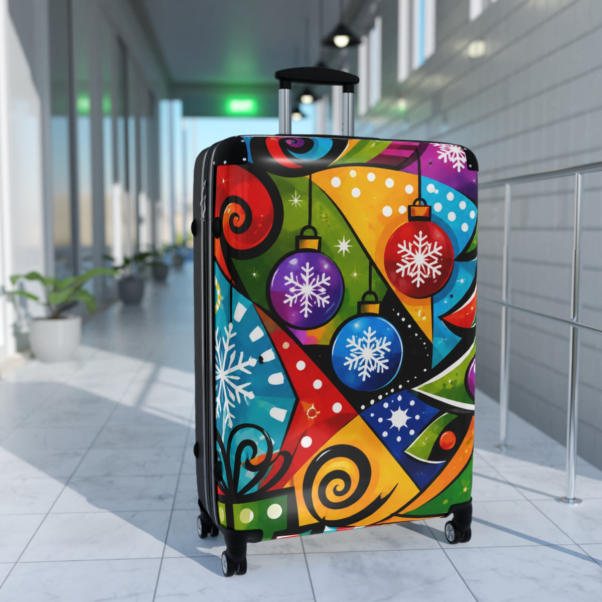 Holiday Ornament Pop Art Suitcase — Colorful Christmas Carry-On