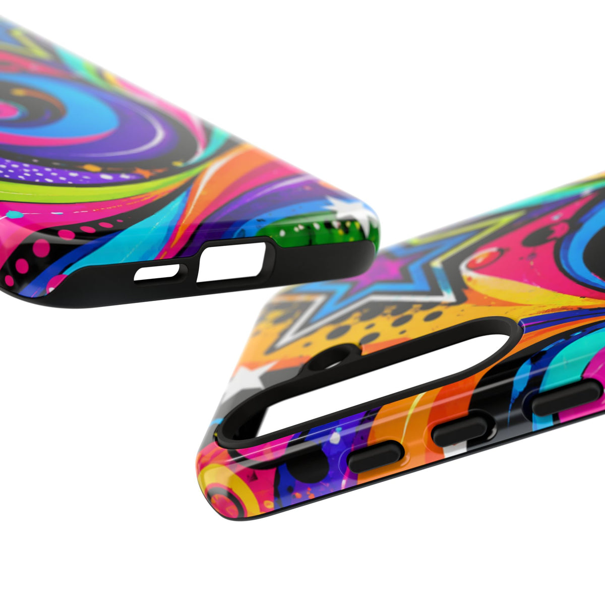 Psychedelic Swirl Phone Case — Bold Retro Stars & Neon Pop Art Tough Case