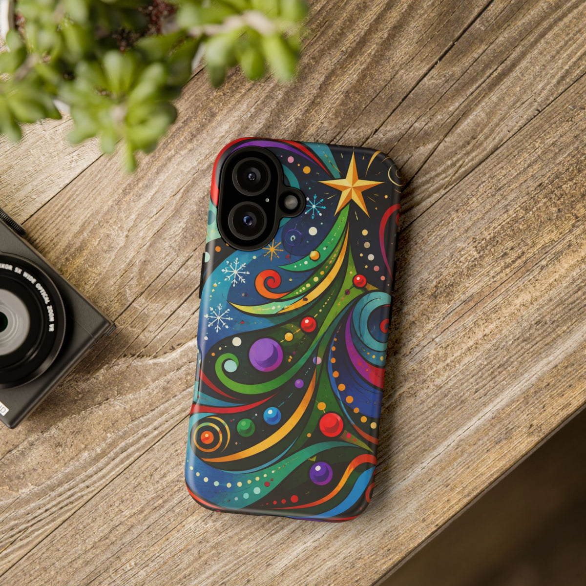 Colorful Swirl Christmas Tree Tough Phone Case