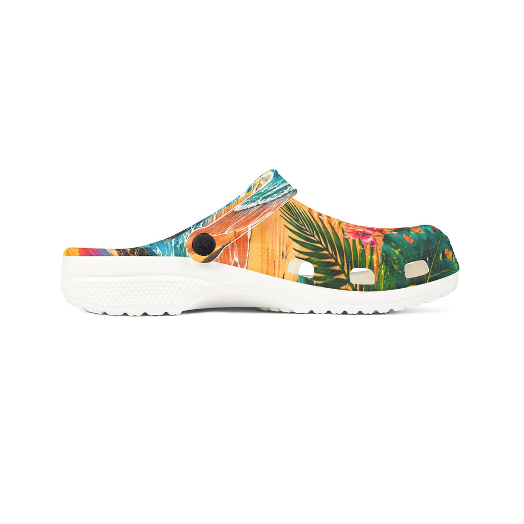 Tropical Floral Clogs — Colorful EVA Foam Garden Shoes