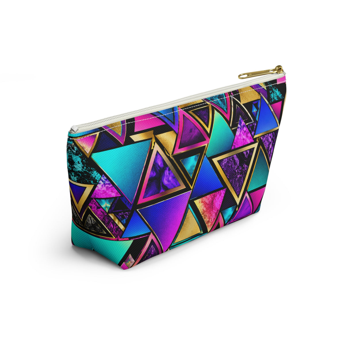 Geometric Neon Triangle Accessory Pouch