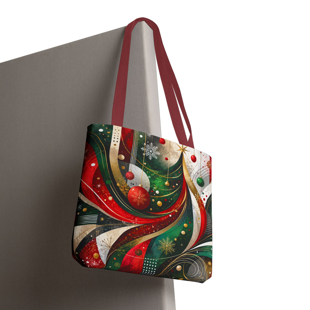 Abstract Retro Christmas Ornaments Tote Bag | Holiday Swirl Pattern