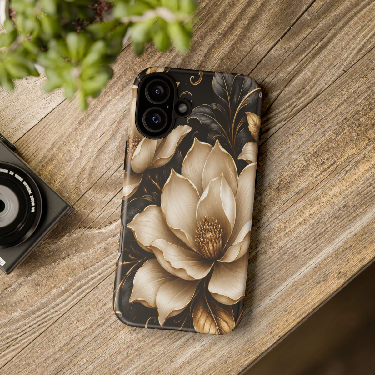 Floral Tough Case — Elegant Gold Magnolia Phone Case