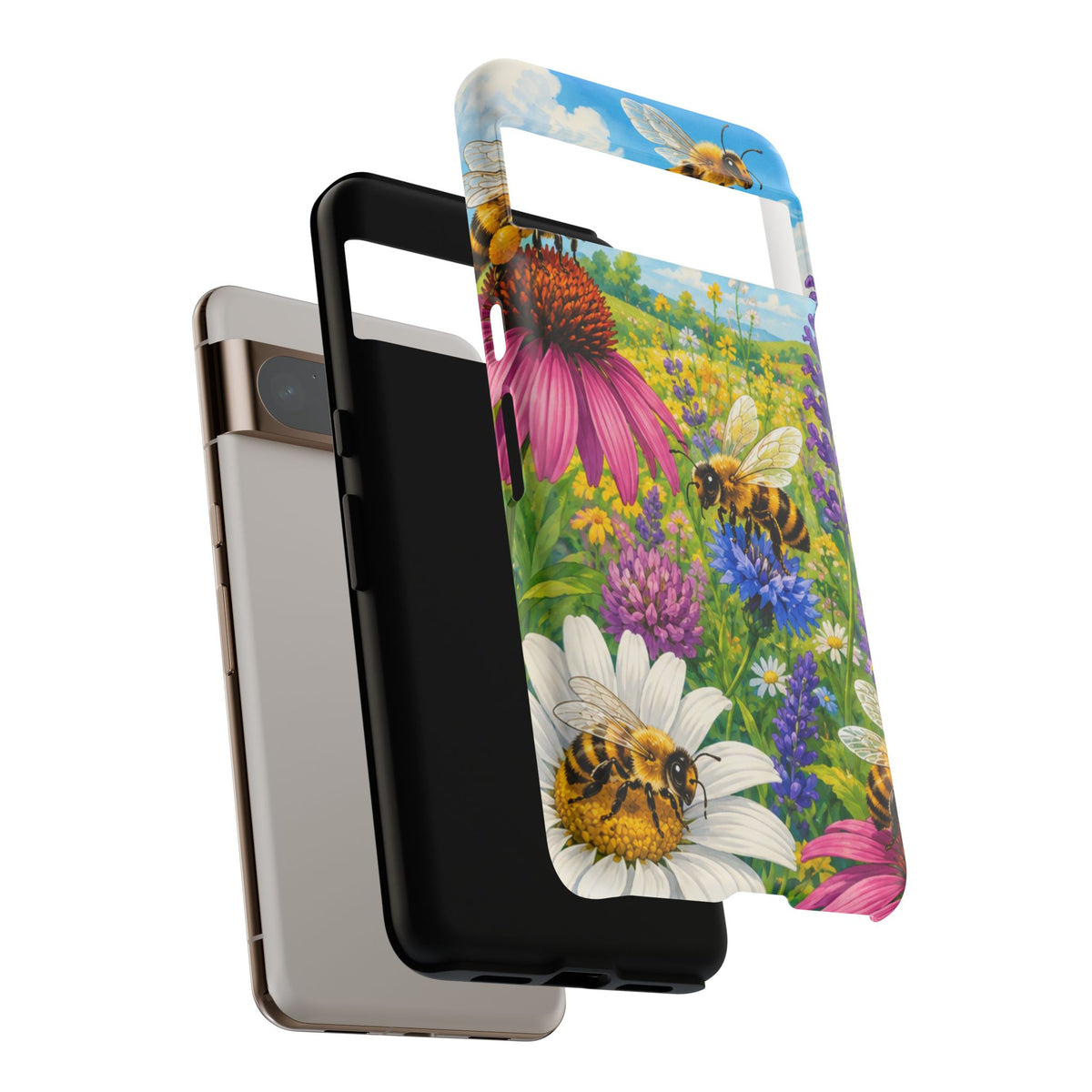 Bee Meadow Phone Case — Floral Honeybee Protective Cover